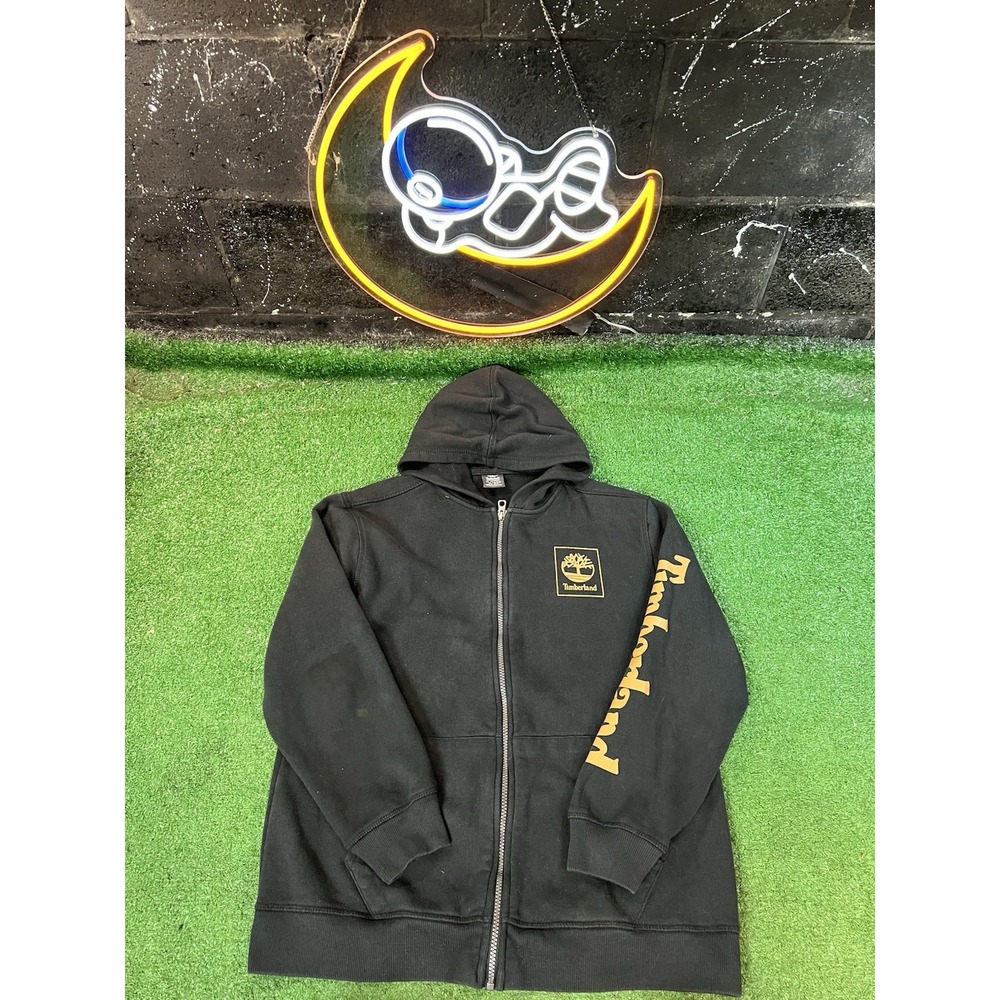 Timberland Sweater Extra Large Youth Black Hoodie Full Zip Pockets Logo Boys YXL